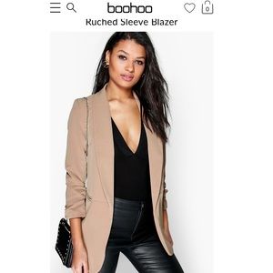 Ruched Sleeve Blazer